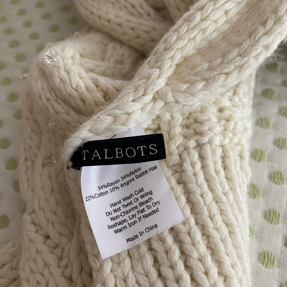 Talbots Cable Knit Angora Rabbit Hair Scarf - Picture 3 of 5